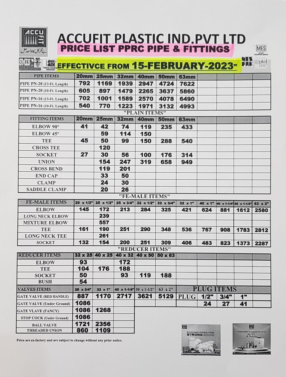 Updated Rate Lists Of Accufit Accufit Price List Jan