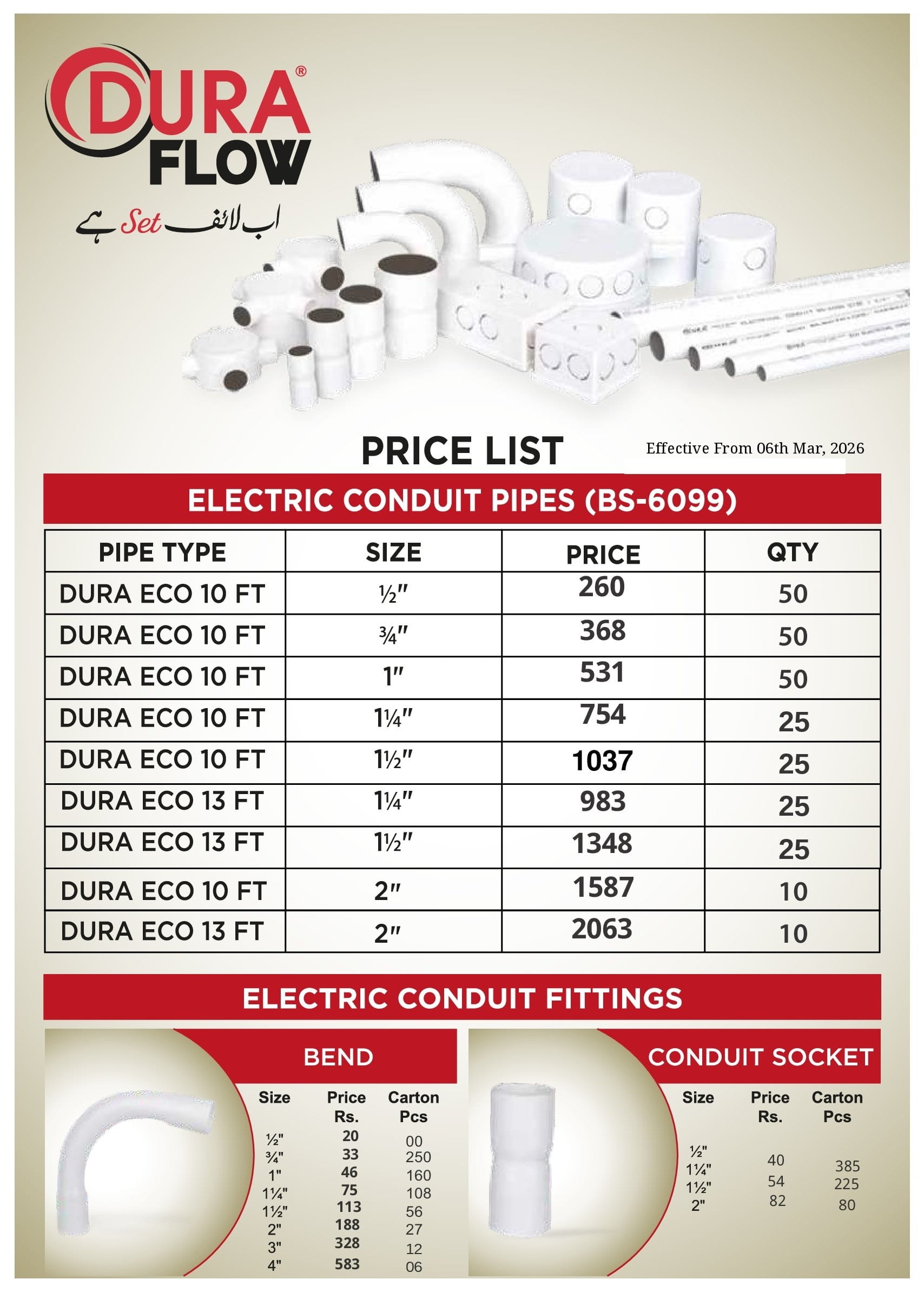 Dura Flow Electric Price List Dated 06-03-26_01