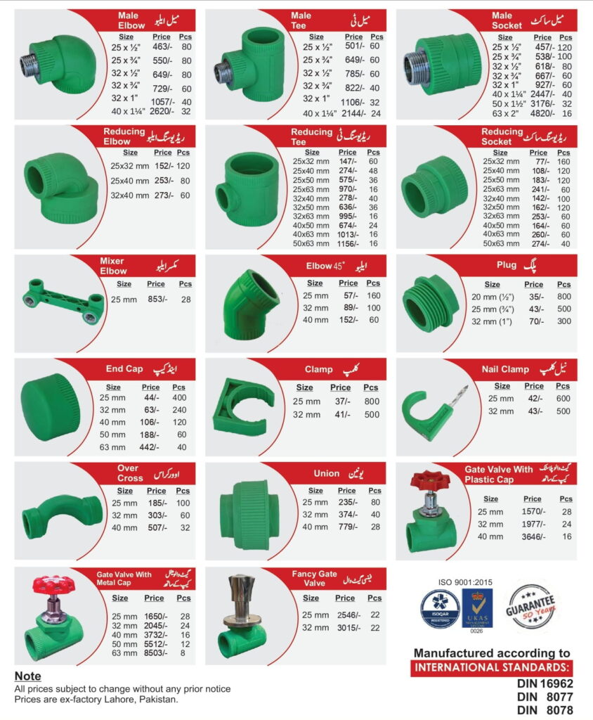 Dura Max PPR Pipes & Fittings Rate List 5 April 2026 2