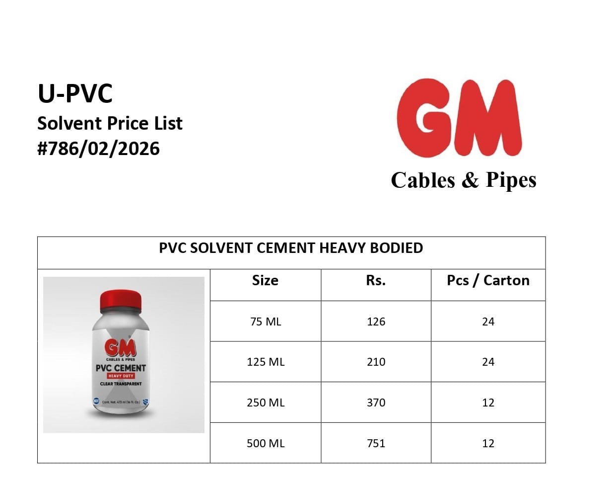 GM Solvent Price List 26 March 2026