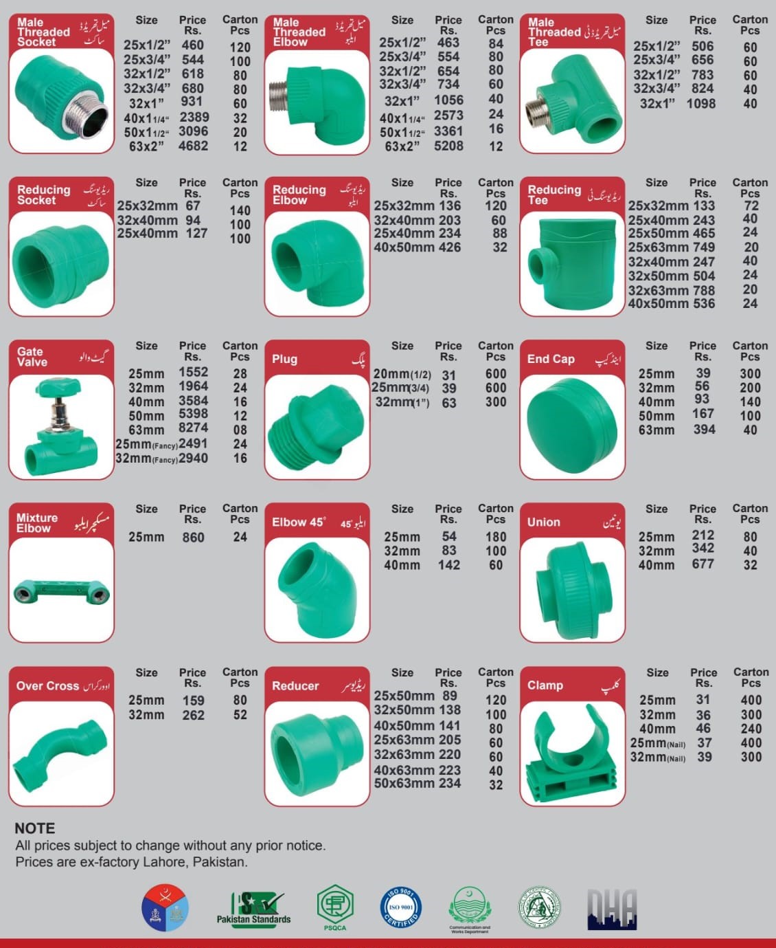 dura flow ppr fittings price list 8-9-2026